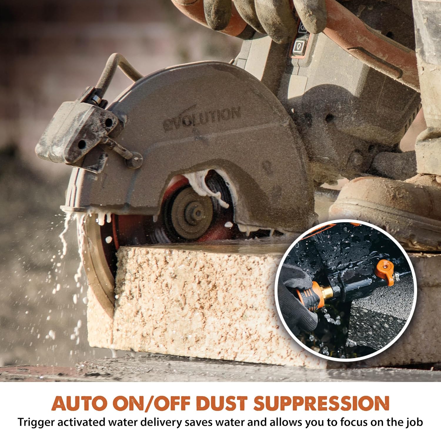 Evolution R10DCT-Li Cordless 10' Concrete Saw | Includes 2x 5Ah Batteries, Dual-Port Charger & EVOMAX Diamond Blade | 4' Cut Depth | Auto Water Dust Suppression | 40V Brushless | Heavy-Duty Cutting