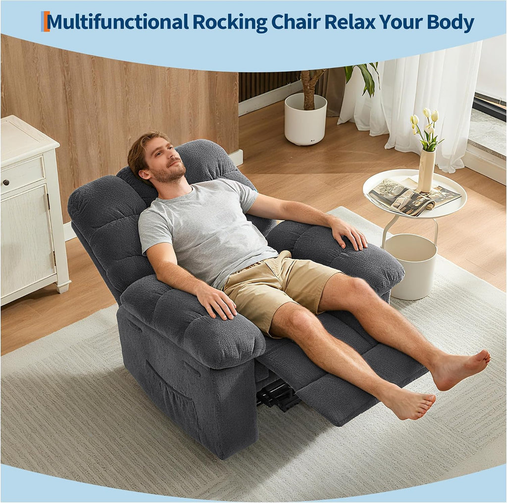 Garvee Manual Recliner Chair,Ergonomic Overstuffed Breathable Fabric Reclining Chair with Side Pockets,q235 Steel Frame Lazy Boy Recliner Single Sofa for Living Room Bedroom
