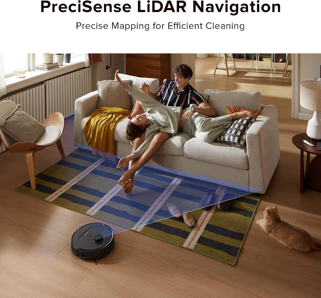 roborock Qrevo Series Robot Vacuum and Mop, 8000Pa Suction, Obstacle Avoidance, Auto Mop Washing, All-in-One Dock, Dual Spinning Mops with 10mm Lift, Anti-Tangle Brushes, Black (QR 598)