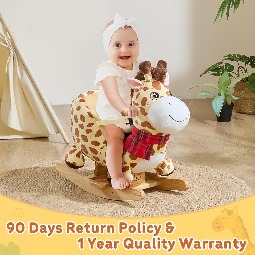 FUNLIO Giraffe Baby Rocking Horse for Toddlers 6 Months to 3 Years, Playful & Vivid Giraffe Rocker for Baby, Stuffed Plush Ride-on Rocking Animal, Easy to Assemble, CPC & CE Certified