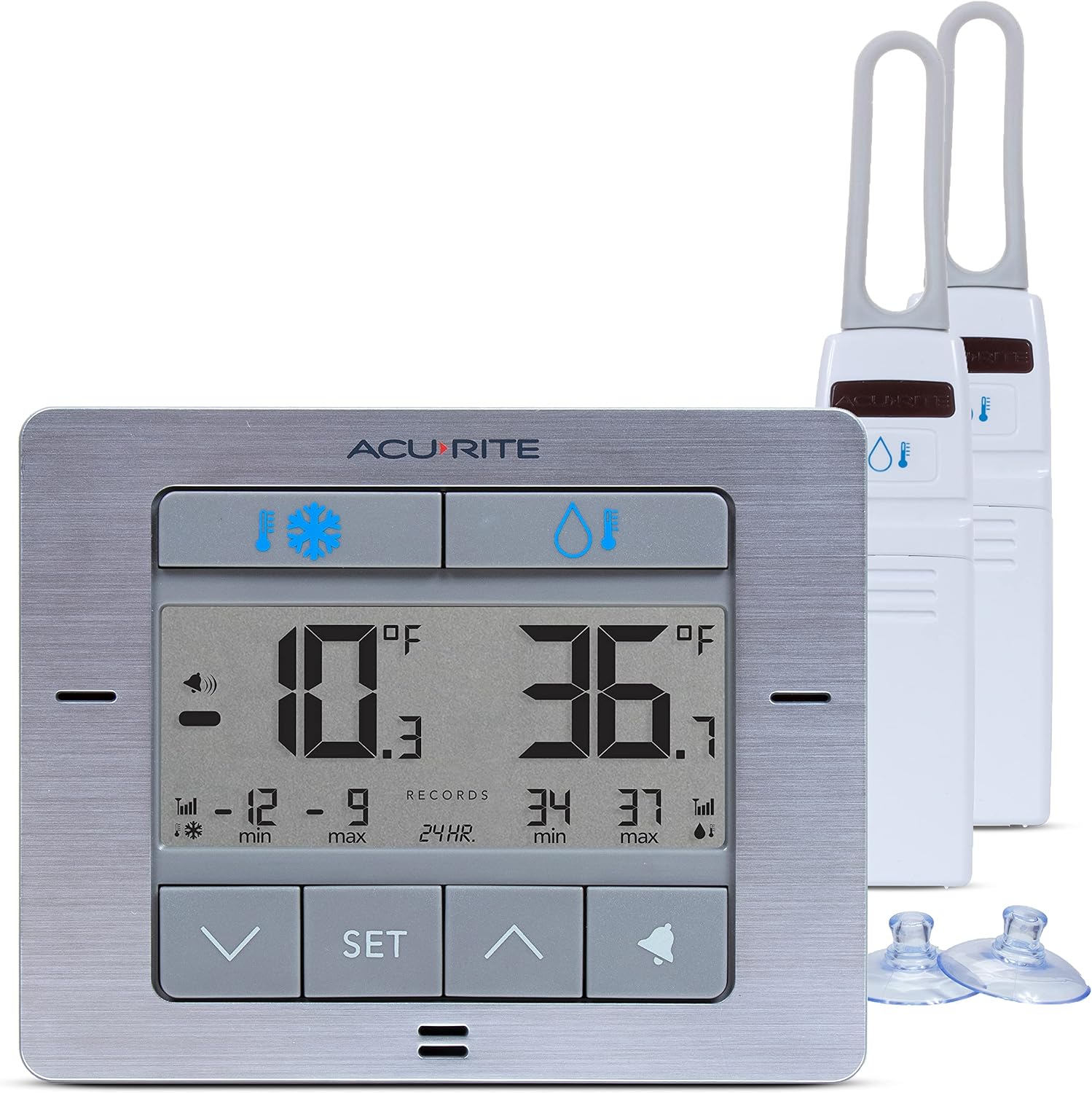 AcuRite Digital Wireless Fridge and Freezer Thermometer with Alarm,Max/Min Temperature for Home and Restaurants (00515M) 4.25' x 3.75',(Pack of 12)