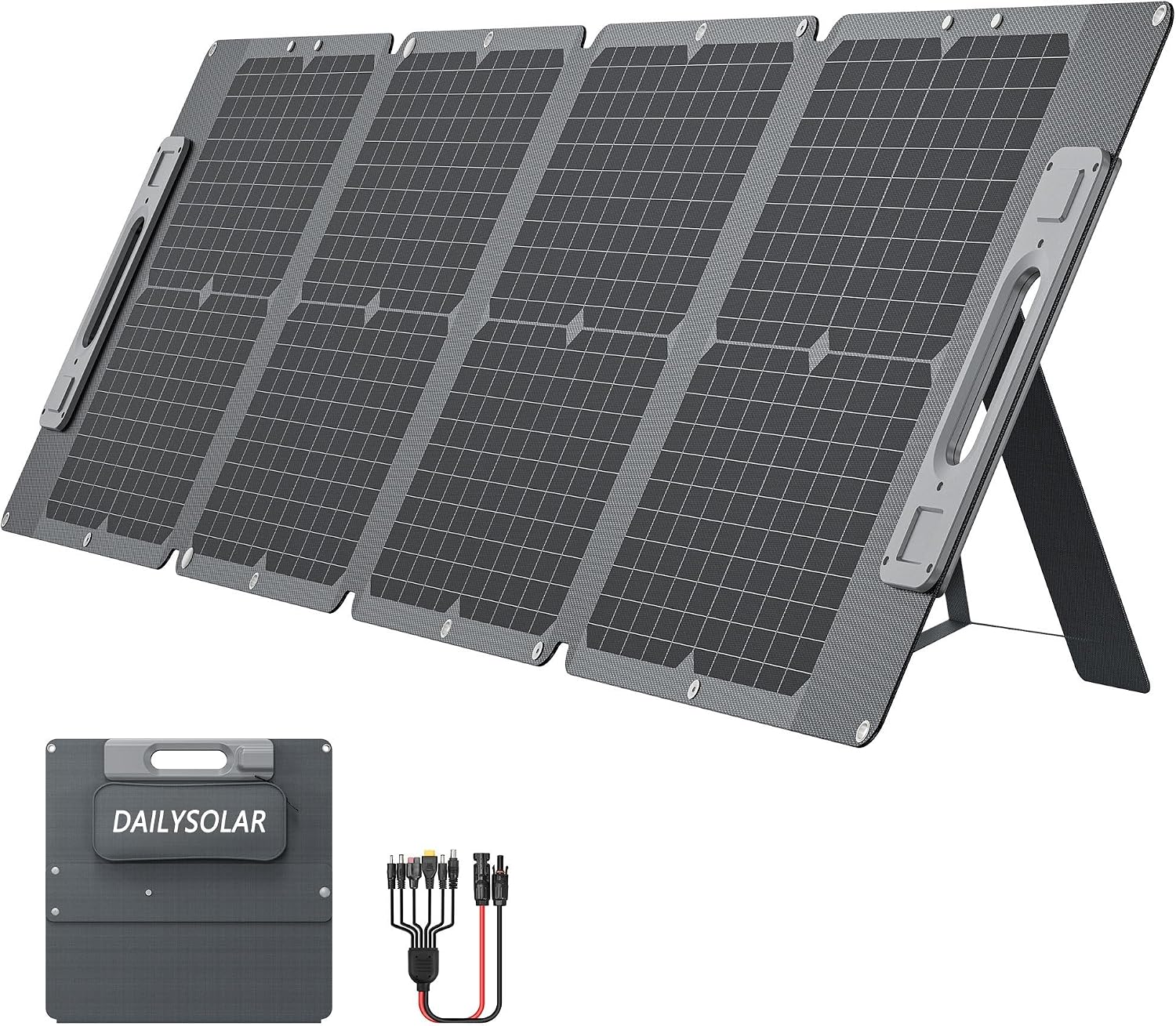 105W Ultra Lightweight Portable Solar Panel,100% Power Station Compatible, New Carbon Fiber Material, A-grade Premium High-Efficiency Monocrystalline PV Module, Ideal for Outdoor Camping,RV