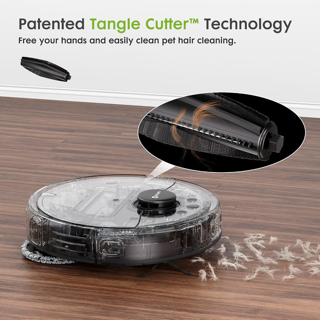 Robot Vacuum and Mop, V5 Tangle Cutter Technology for Pet Hair, 8500Pa Suction, Self Emptying Station for 75 Days, LDS Navigation, Pet Laser, Robotic Vacuums Cleaner for Floors, APP & Voice Control