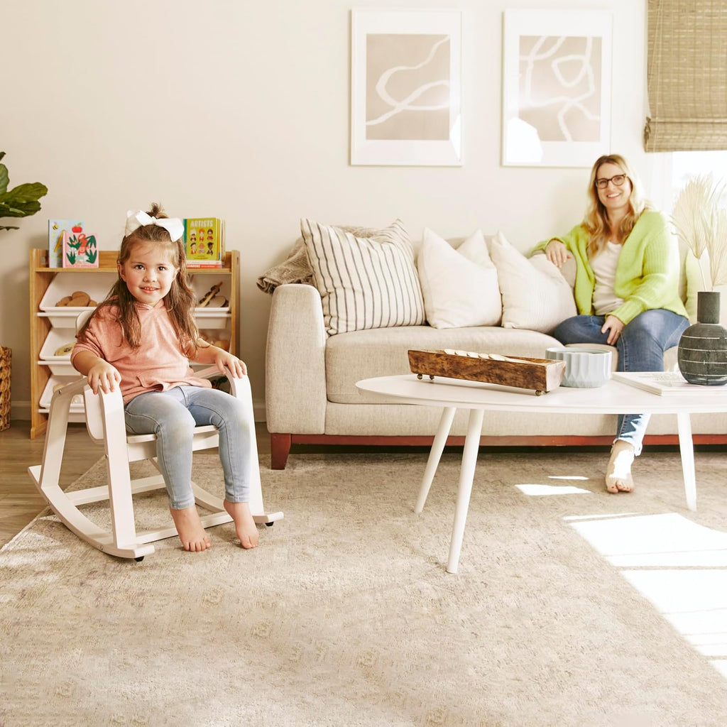 ECR4Kids Bentwood Reading Rocking Chair with Armrests, Montessori Furniture, White Wash