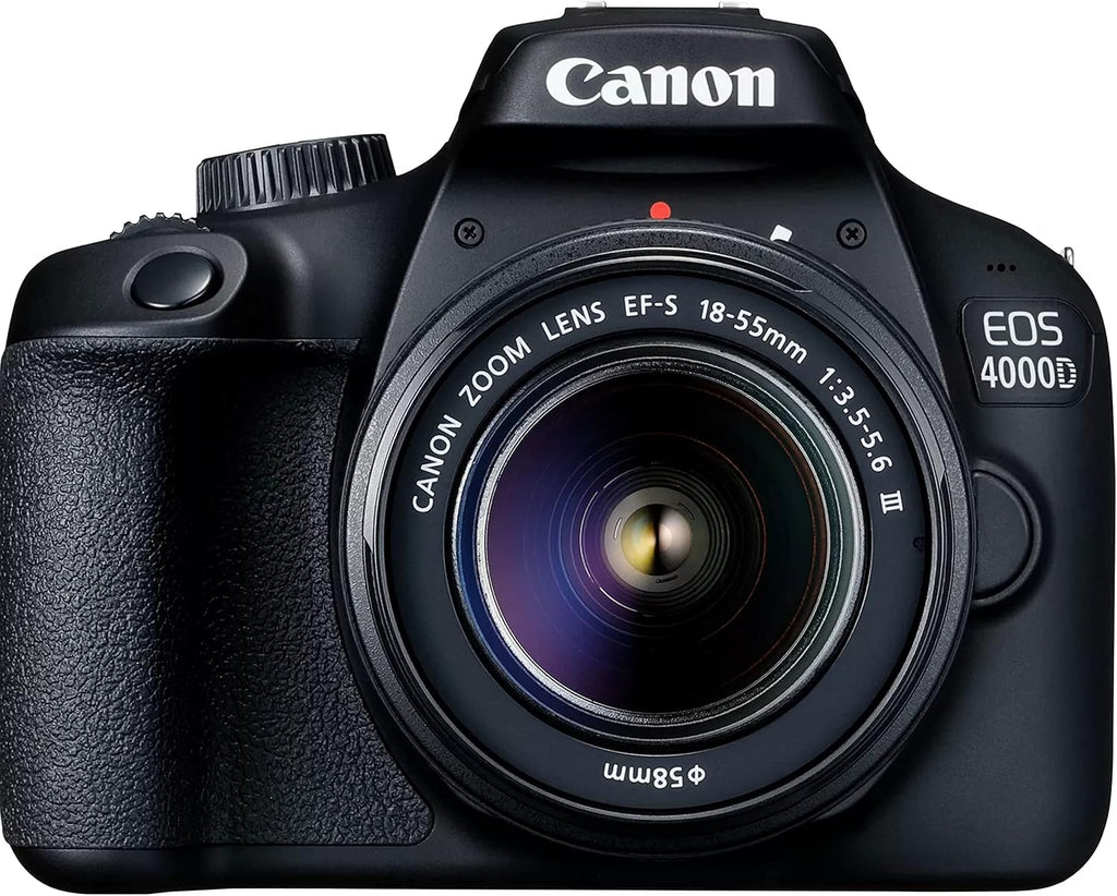 Canon EOS 4000D / Rebel T100 DSLR Camera w/EF-S 18-55mm F/3.5-5.6 Zoom Lens + 64GB Memory, LED Video Light, Filter, Tripod and More (Renewed)