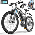 Electric Bike for Adults, 26' Commuter Ebikes with 7-Speed Gears, 25MPH Lightweight E Bike, 720W Peak Motor, 375Wh Removable Battery, 50 Miles Range, Electric Mountain Bicycles for All Terrain (Gray)