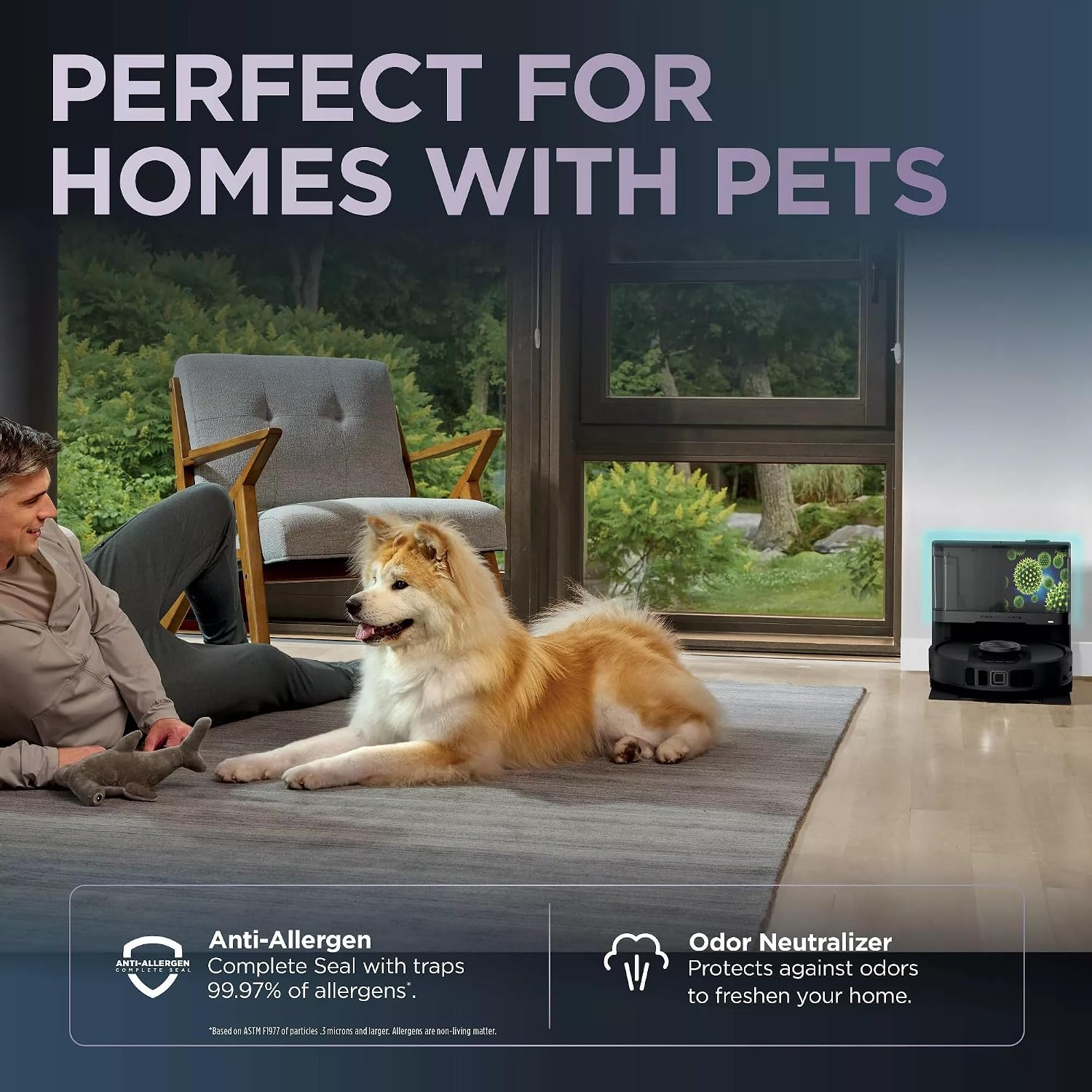 Shark R-RV2820YE PowerDetect 2-in-1 Robot Vacuum and Mop with NeverTouch™ Base, Gaia Grey - Certified Refurbished
