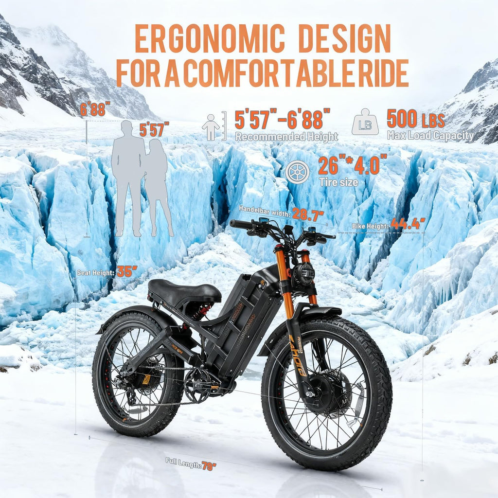 eAhora Romeo Pro 3 Electric Bike - [2026 Latest] 50MPH 5600W Dual Motor 60V 80AH 250Miles Long Range Ebike for Adults, 26' * 4.0 Fat Tire Fast Electric Mountain Bike Full Suspension Off-Road E-Bike