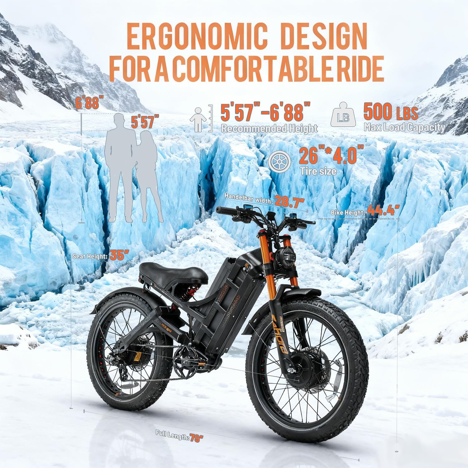 eAhora Romeo Pro 3 Electric Bike - [2026 Latest] 50MPH 5600W Dual Motor 60V 80AH 250Miles Long Range Ebike for Adults, 26' * 4.0 Fat Tire Fast Electric Mountain Bike Full Suspension Off-Road E-Bike