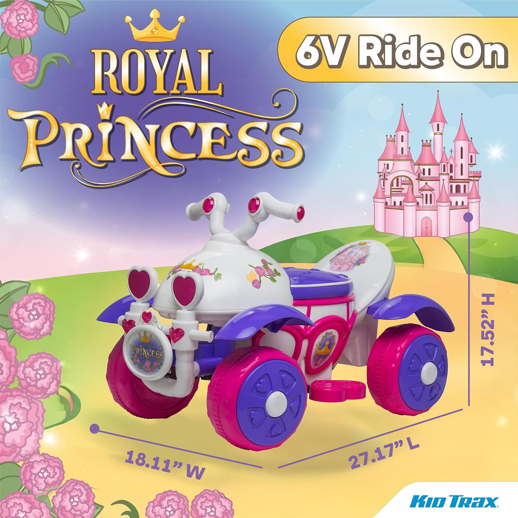 Kid Trax Royal Princess 6V Toddlers, Kids Ride On Toys - Toddler Girl Toys, Outdoor and Indoor, Electric Car for Kids to Drive, Easy Assembly, Gift for Toddlers, Max Weight of 44lbs, 18-30 Months Old