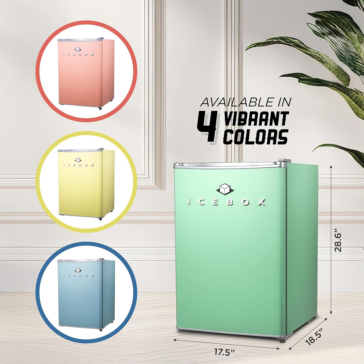 ICEBOX 2.5 Cu. Ft. Compact Refrigerator, ENERGY STAR Certified Small Refrigerator, Single Door Mini Fridge with Chiller Compartment, R600a Refrigerant, IBCR25MNT, Mint Green