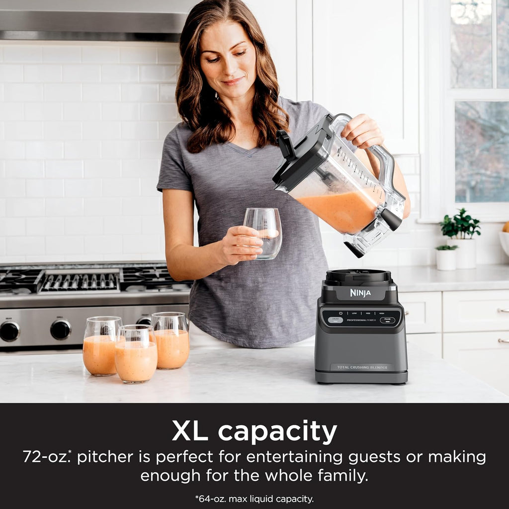 Ninja Professional Blender 2.0 | Smoothie Maker, Drink Mixer, Grinder, Ice Crusher | Total Crushing Technology, Auto-iQ Program, 1200W Power, XL 72-oz. Pitcher | Dark Grey | BR201AMZ
