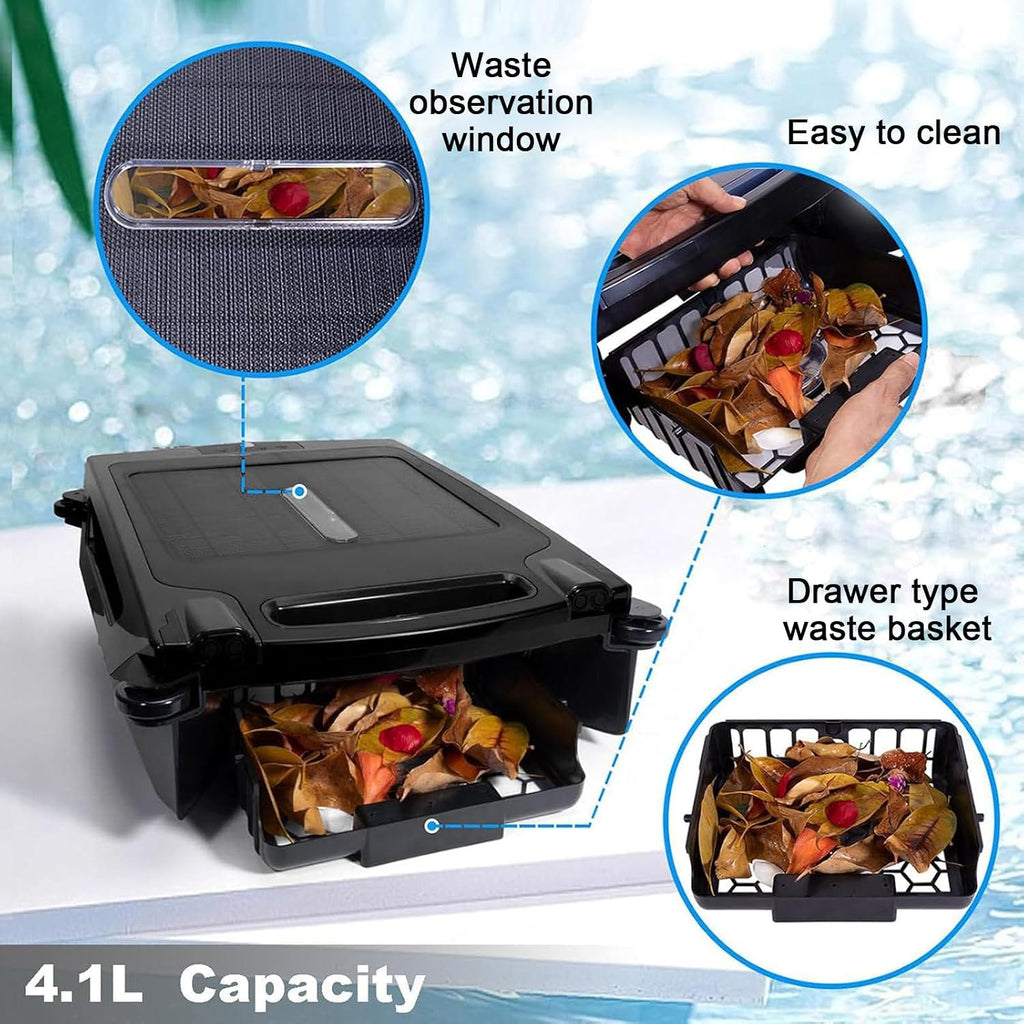 Solar Pool Skimmer Robotic|Dual Charging Options,2500mah-Up to 24 Hour Runtime,Automatic Pool Skimmer Cleaner-IPX 7,for Any Pool Shape