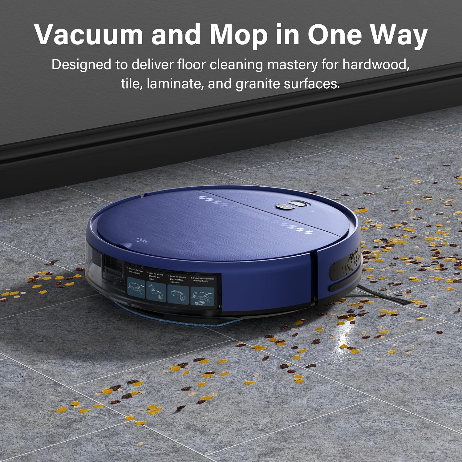 Robot Vacuum and Mop for Pet Hair, 2-in-1 Robot Vacuum Cleaner for Hard Floors&Carpets with 2.87'' Slim Design, Wi-Fi/App/Voice Control, 3D Obstacle Avoidance & Self-Charging
