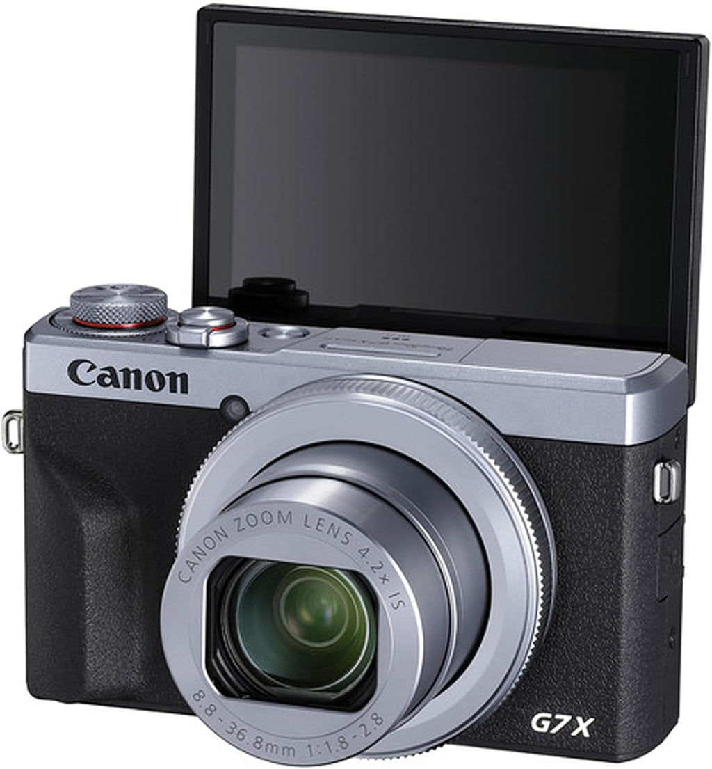 Canon PowerShot G7 X Mark III Digital Camera (Silver) + 64GB Memory + Stabilizing Grip + Software Pack +More (Value Bundle)(Renewed)
