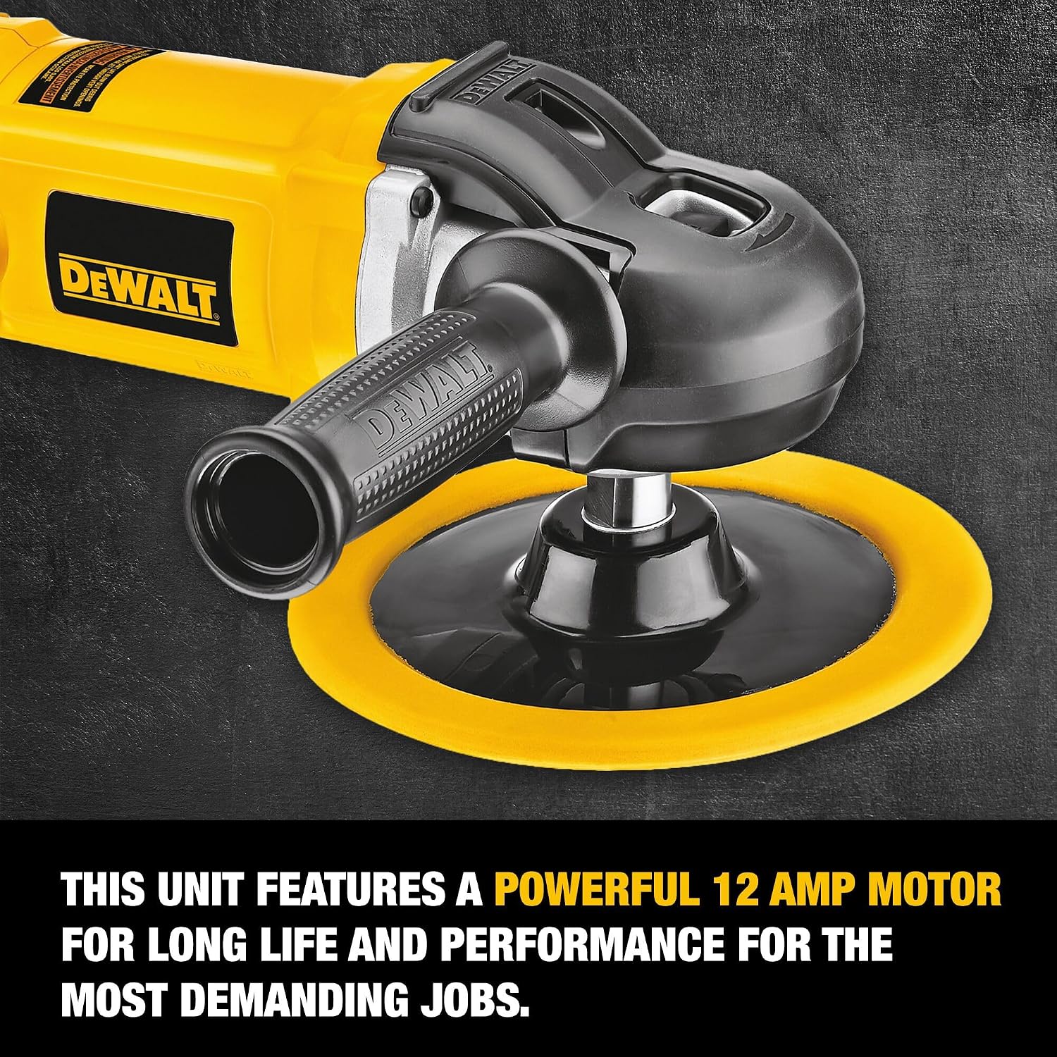 DEWALT Buffer Polisher, 7-in-9-in, 12 amp, Variable Speed Dial 0-3,500 RPM's, Soft Start Corded Car Buffer (DWP849X)