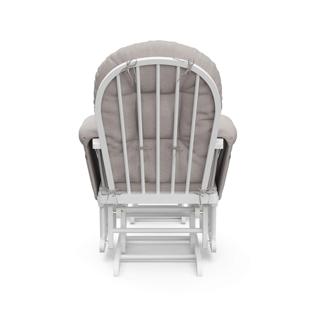 Storkcraft Premium Hoop Glider & Ottoman (White/Taupe Swirl) — GREENGUARD Gold Certified Nursery Glider, Solid Wood Craftsmanship, Smooth-Gliding Nursery Chair and Ottoman, Award-Winning