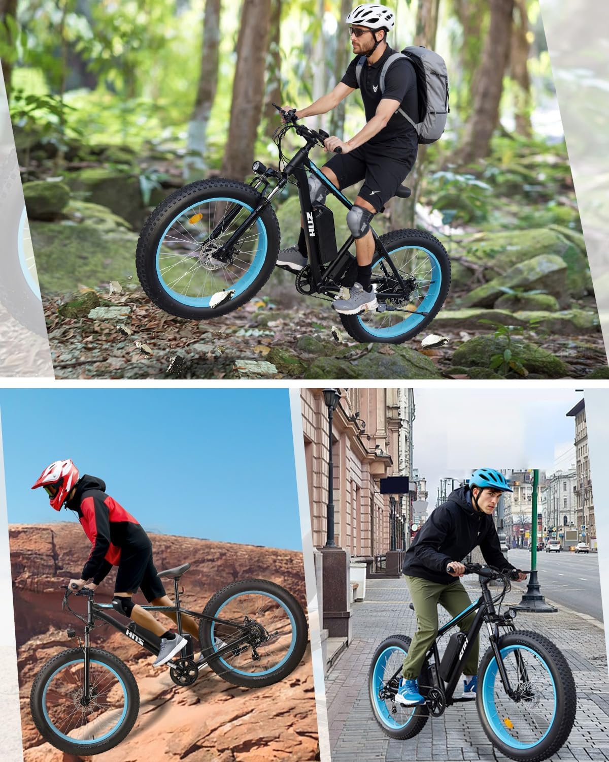 ZNH Fat Tire Electric Bikes for Adults,Peak 750W Motor Ebike,Up to 20Mph 50Miles,Adult Electric Bicycle with Peak 52V 13Ah Removable Battery,26' Electric Mountain Bike,7 Speed Front Suspension
