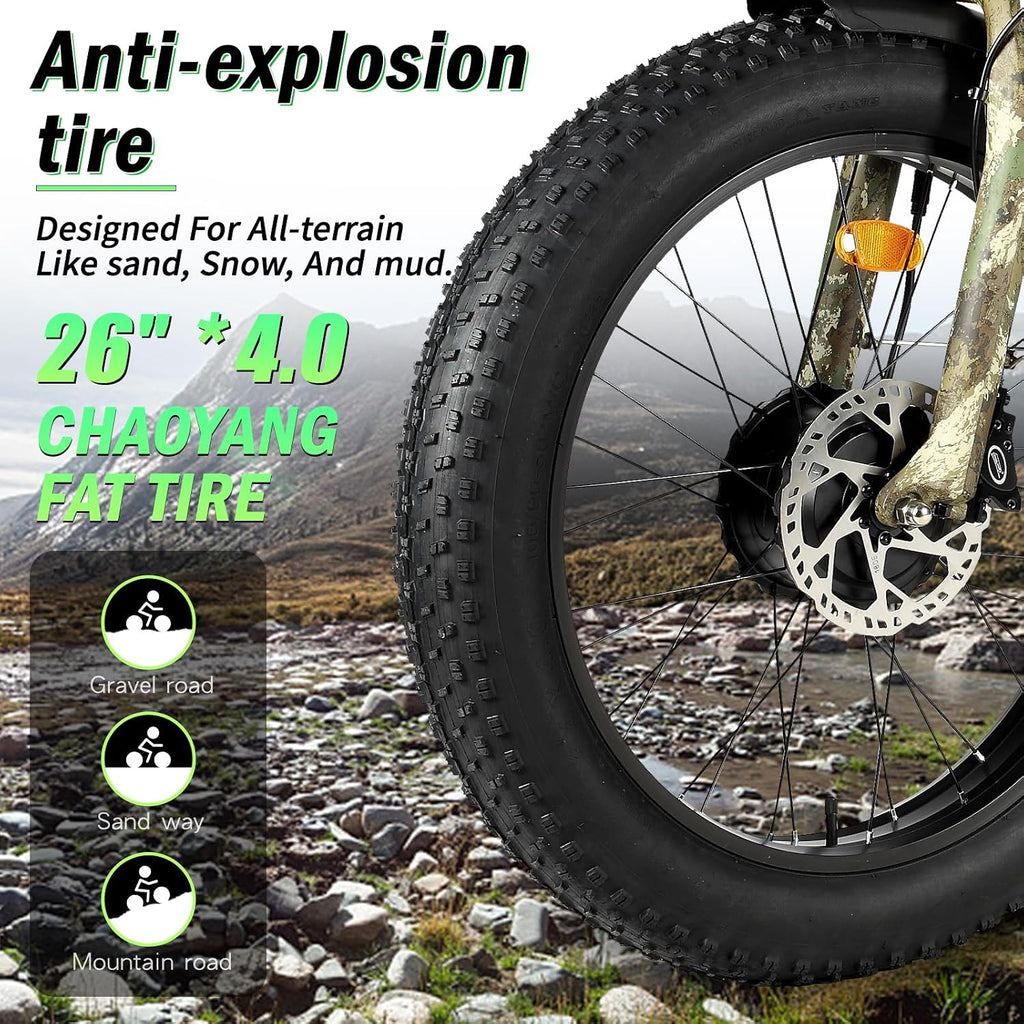 Electric Bike for Adults, 5000𝕨 Dual Motor E-Bike, 60V 32AH Long Range Dirt Bike, Fat Tire Hunting Ebike for All Terrain, Full Suspension Electric Bicycle