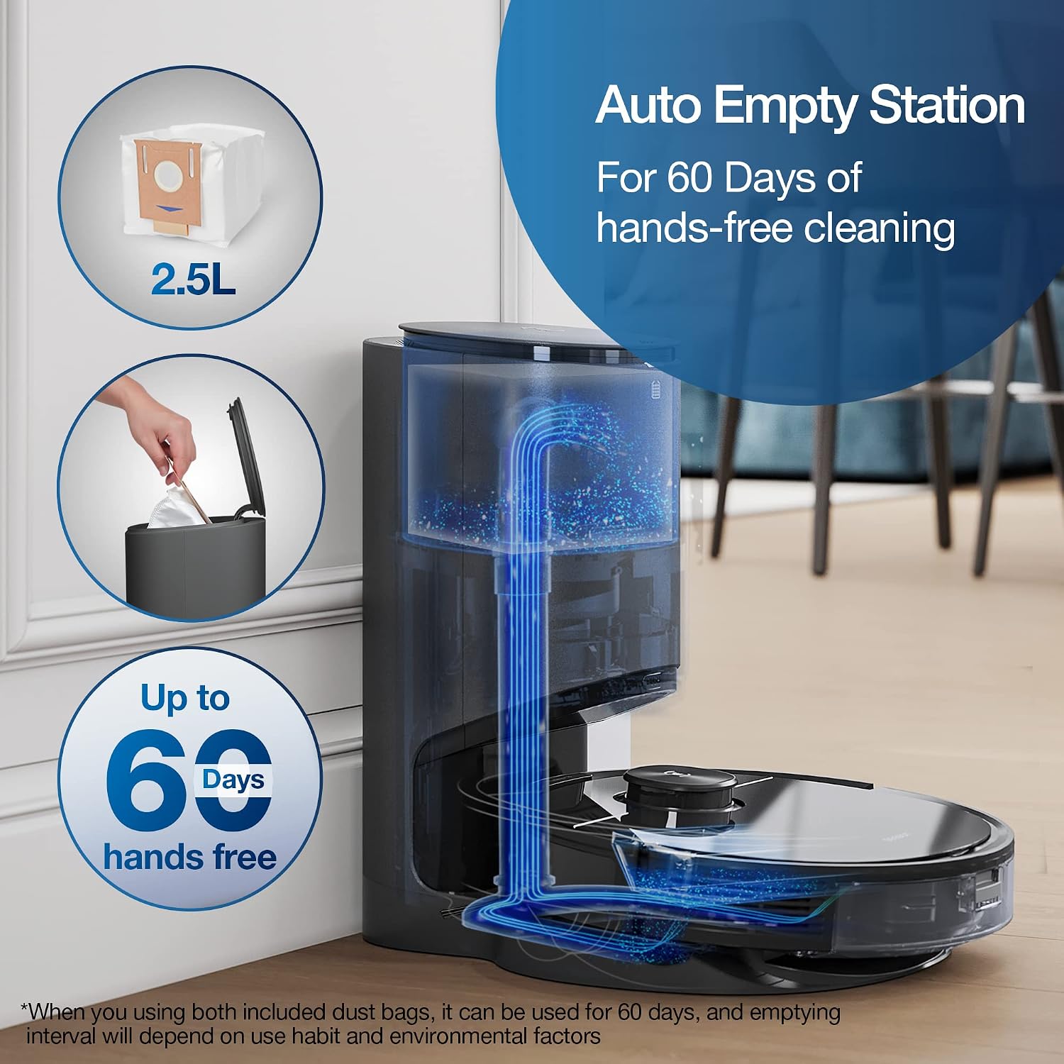 ECOVACS Deebot N8 Pro+ Robot Vacuum and Mop Cleaner, with Self Empty Station, 2600Pa Suction, Laser Based LiDAR Navigation, Carpet Detection, Multi Floor Mapping, Personalized Cleaning