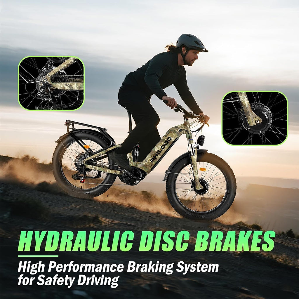 Electric Bike for Adults, 5000𝕨 Dual Motor E-Bike, 60V 32AH Long Range Dirt Bike, Fat Tire Hunting Ebike for All Terrain, Full Suspension Electric Bicycle