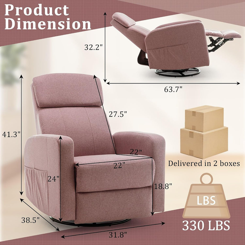 Korser Power Swivel Recliner Chairs for Adults, Electric Glider Rocking Chair Nursery, Glider Recliner Nursery Chair with Classified Side Pocket, Nursery Rocking Chairs with USB and Type-C Ports