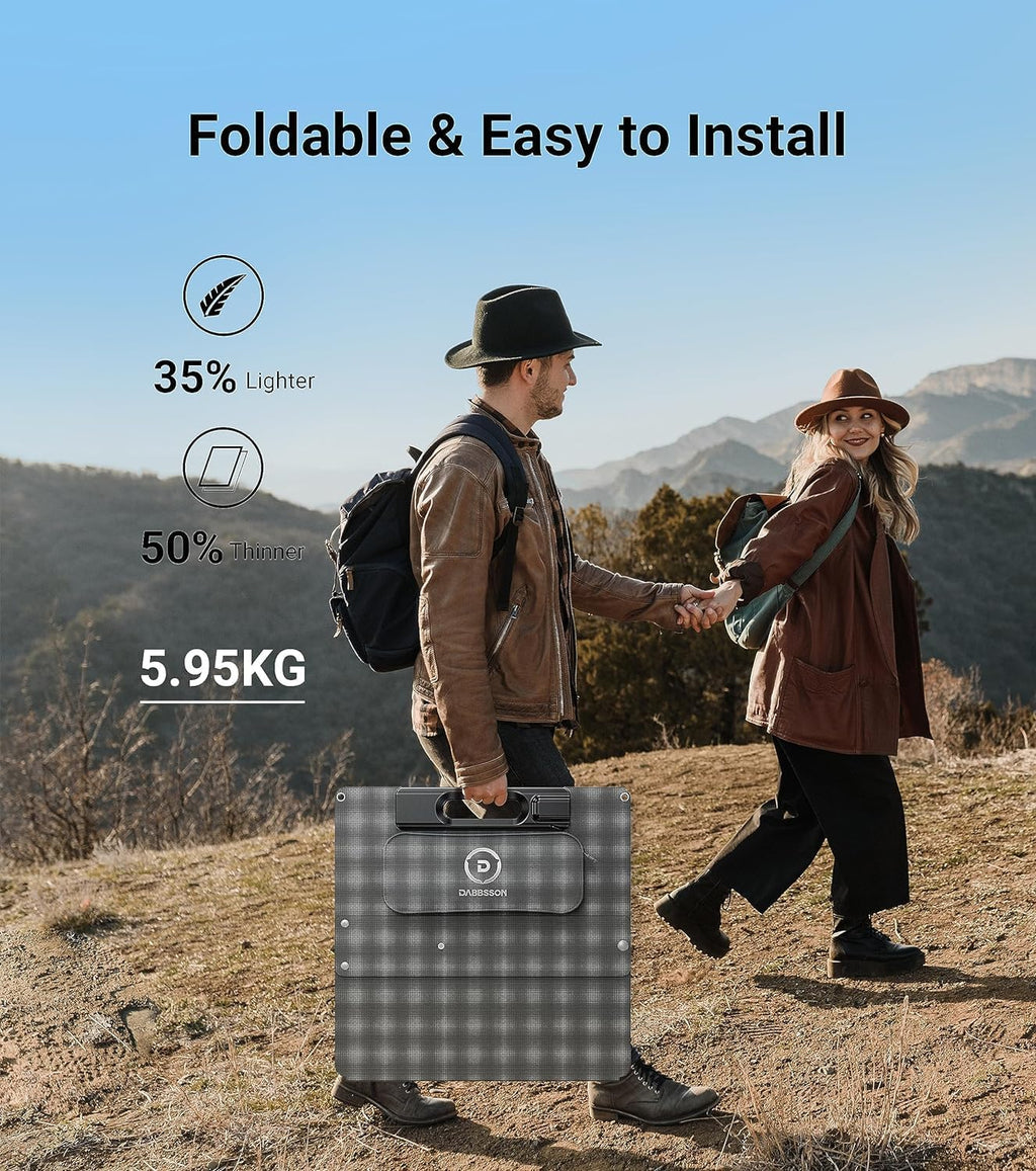 Dabbsson 210Watt Portable Solar Panel for Power Station, Foldable Charger, Adjustable Kickstand, High-Efficiency Monocrystalline PV Module, Waterproof IP67 for Outdoor Camping, RV, Blackout