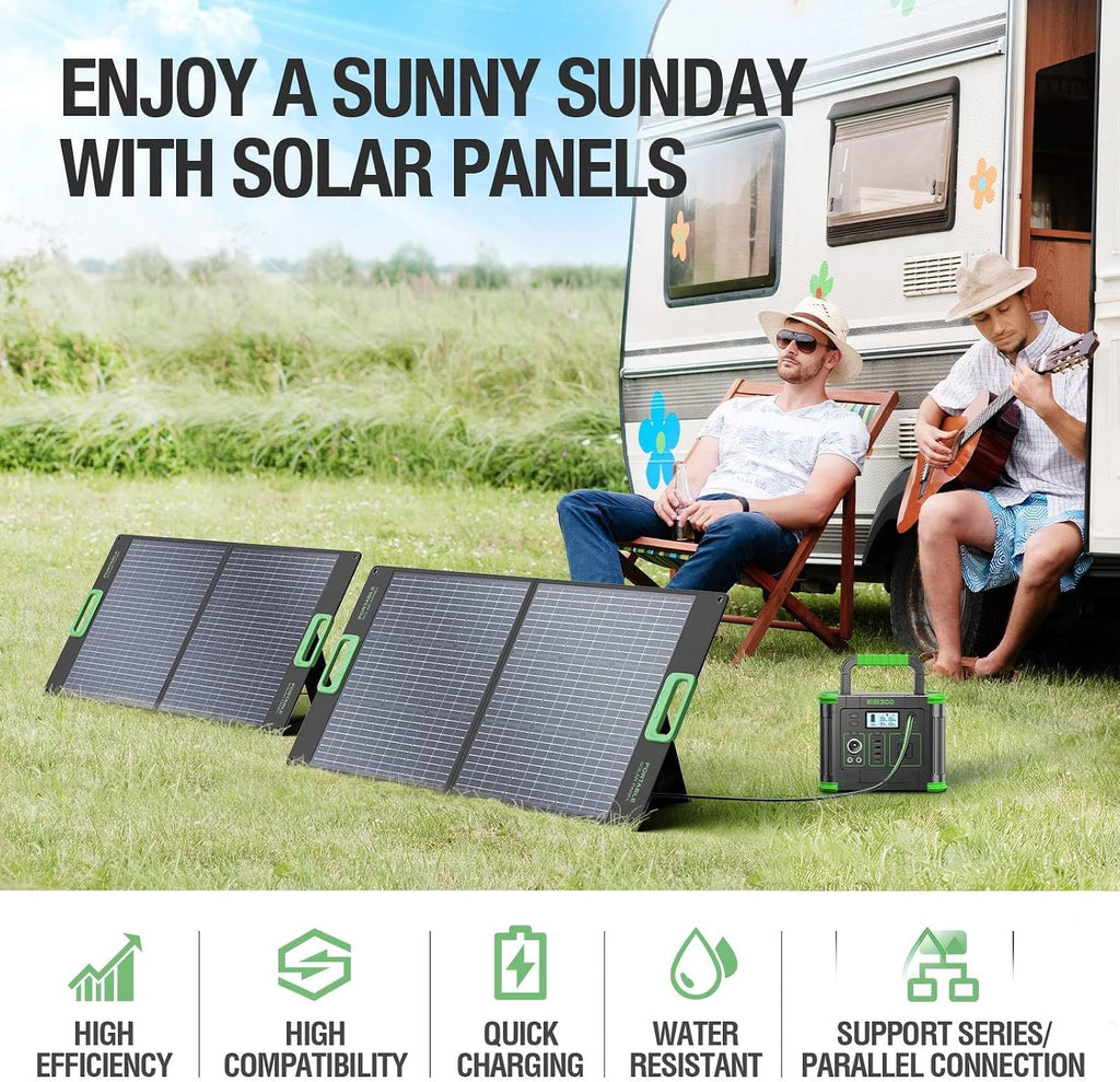 100W Portable Solar Panel for Power Station Generator, 23.5% High Efficiency ETFE 18V Foldable Solar Charger with High-Efficiency Battery Charger for Outdoor Camping RV Trip Offgrid