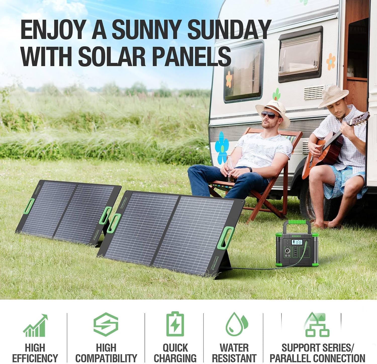 100W Portable Solar Panel for Power Station Generator, 23.5% High Efficiency ETFE 18V Foldable Solar Charger with High-Efficiency Battery Charger for Outdoor Camping RV Trip Offgrid