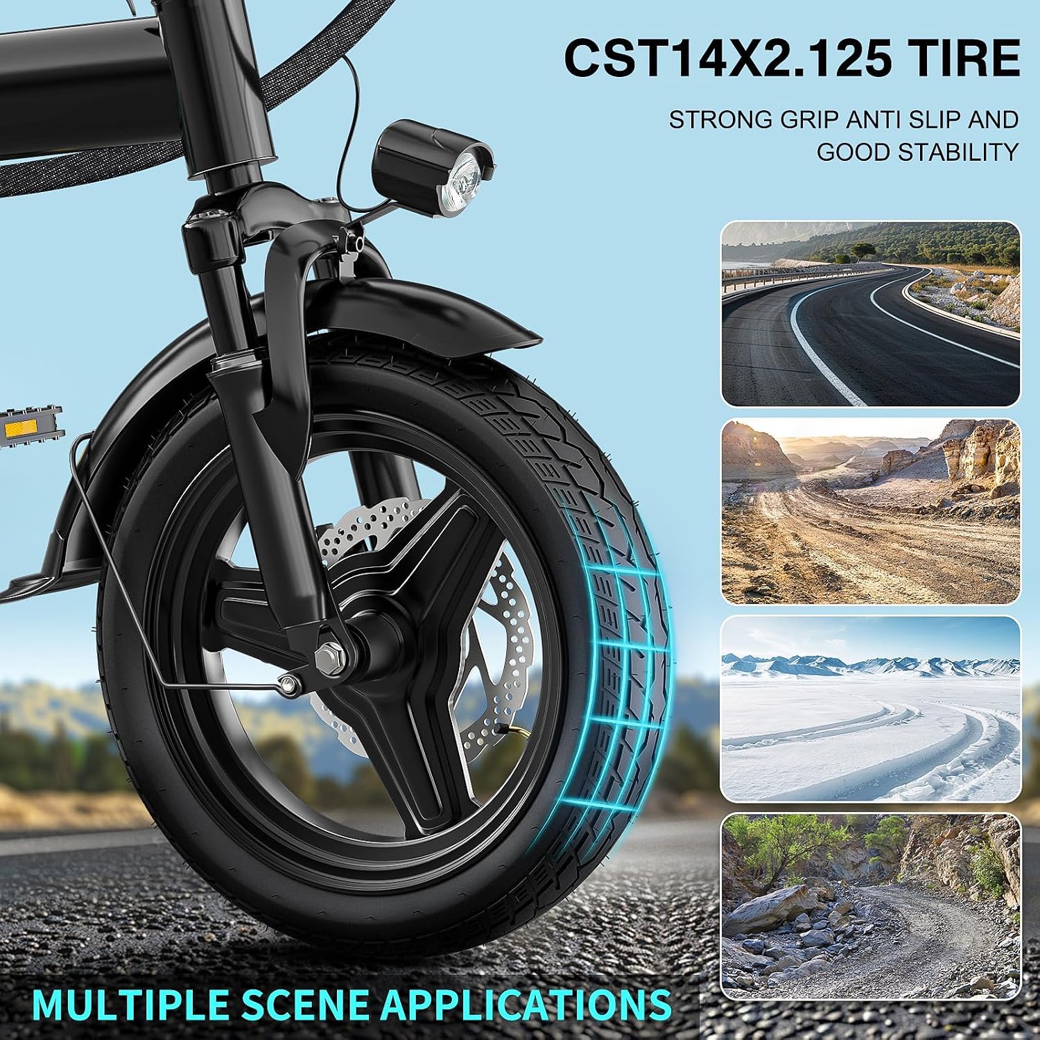 Electric Bike for Adults and Teens, Folding Ebike,Commuter City Foldable E Bike with 560W Motor and 48V 10Ah Battery, 24 MPH Speed Pedals Assist, Dual Disc Brakes,14' Compact Electric Bicycle