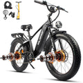 Wildeway 2600W Dual Motor Electric Bike for Adults 48V 30AH Removable Battery 32MPH 26' Terrain Fat Tire 80 Miles Long Rang Mountain Bike Full Suspension with Hydraulic Disc Brake Bicycle