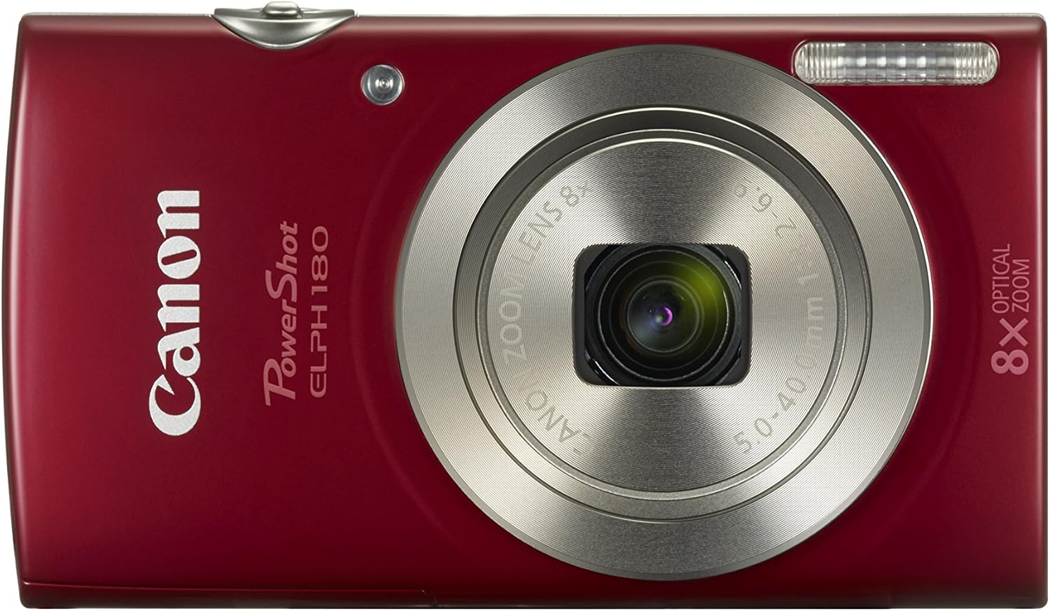 Canon PowerShot ELPH 180 Digital Camera w/Image Stabilization and Smart AUTO Mode (Red) (Renewed)