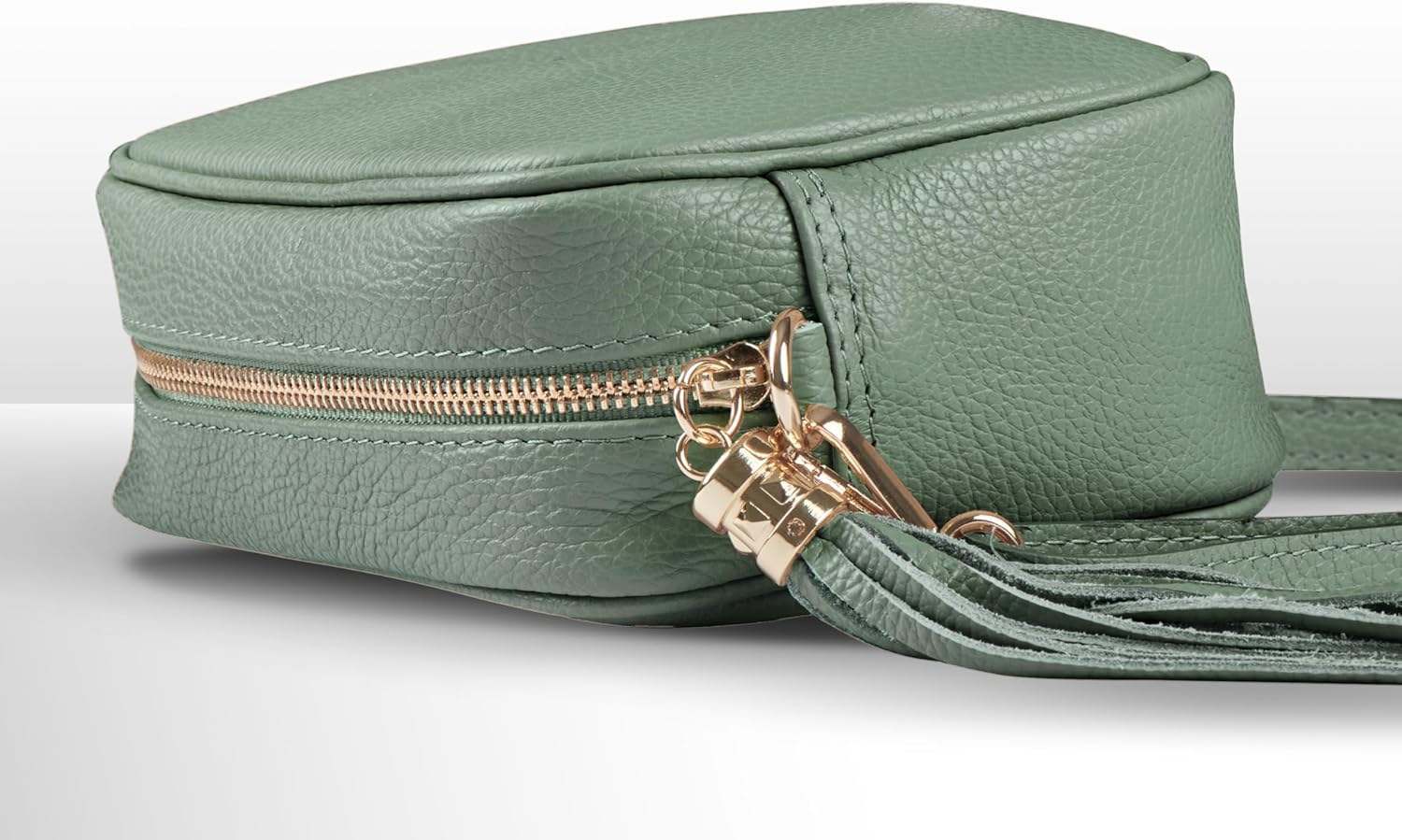 Italian Calf Leather Crossbody Bag for Women with Tassel Zipper | Small Camera Purse Shoulder Handbag Pocketbook