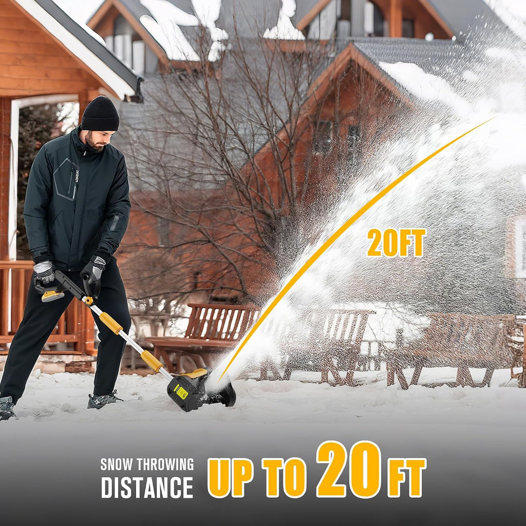 Cordless Snow Shovel Compatible with DeWalt 20V MAX Battery (Tool Only), 11' Lightweight Electric Snow Blower with 20FT Max Throw & Adjustable Handle, Snow Thrower for Driveway, Deck, Patio & Steps