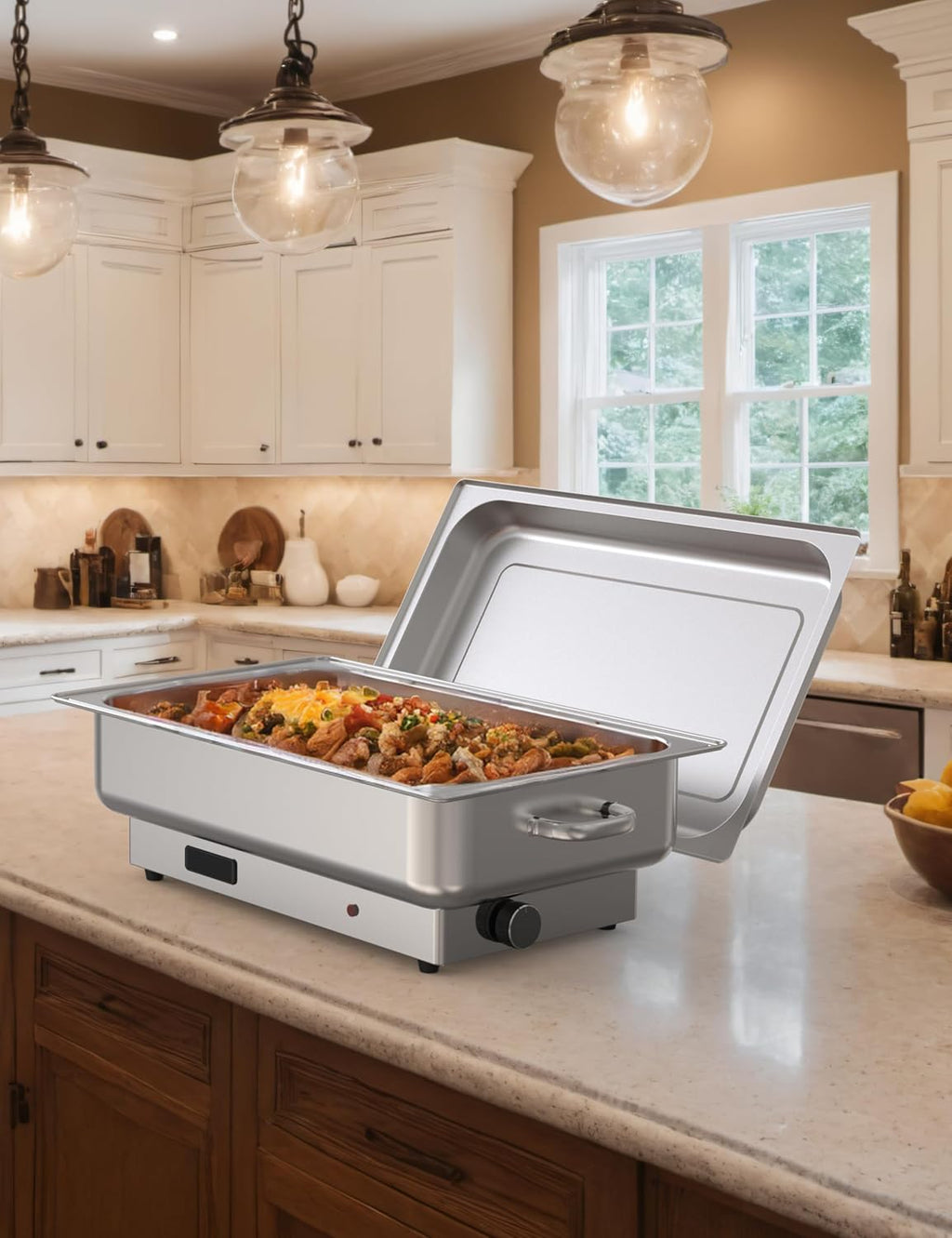 GarveeHome 2 Pack Electric Chafing Dish Buffet Set 9 QT Buffet Servers and Warmers Digital Display Temperature Warming Tray Stainless Steel Food Warmer for Parties Weddings Caterings