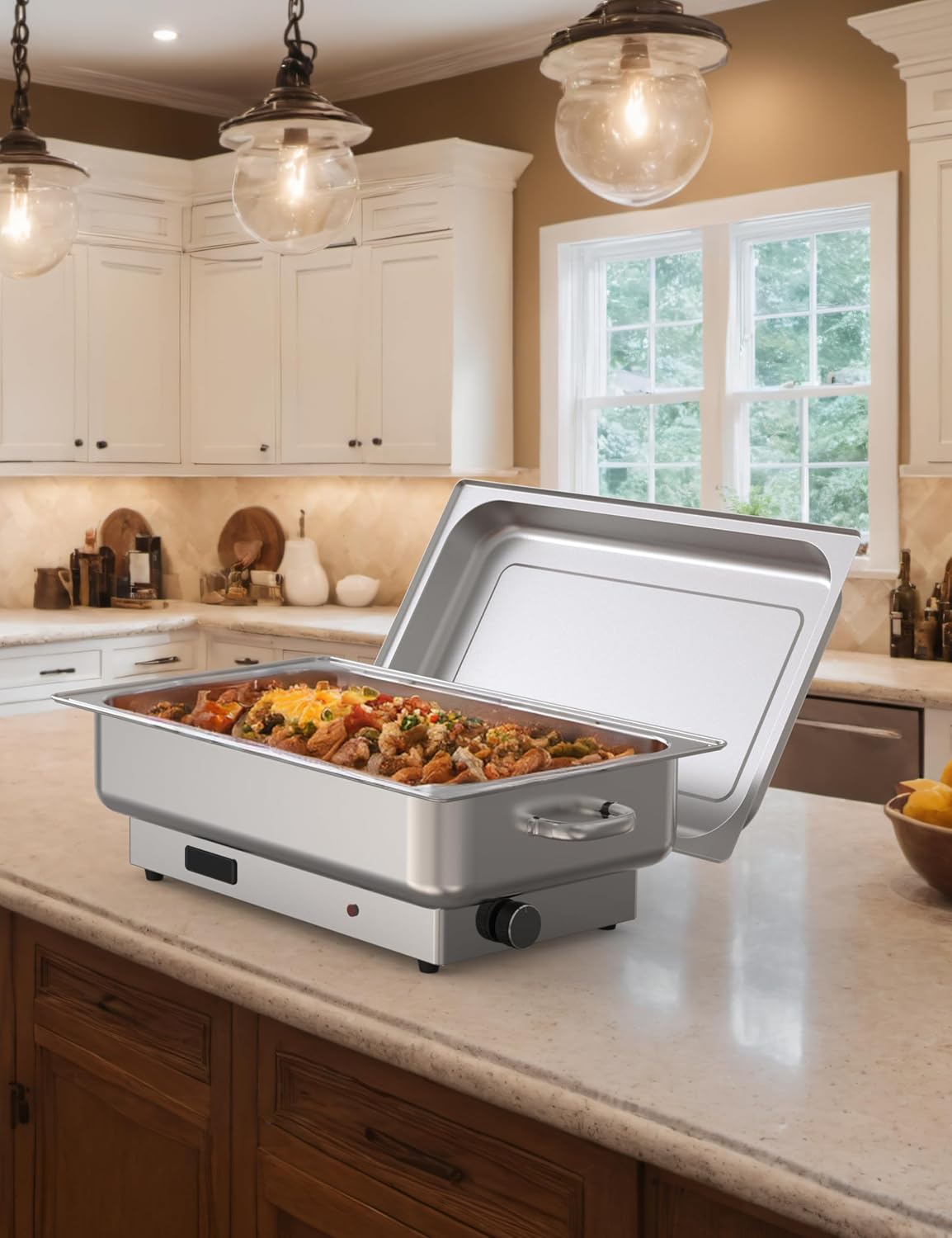 GarveeHome 2 Pack Electric Chafing Dish Buffet Set 9 QT Buffet Servers and Warmers Digital Display Temperature Warming Tray Stainless Steel Food Warmer for Parties Weddings Caterings