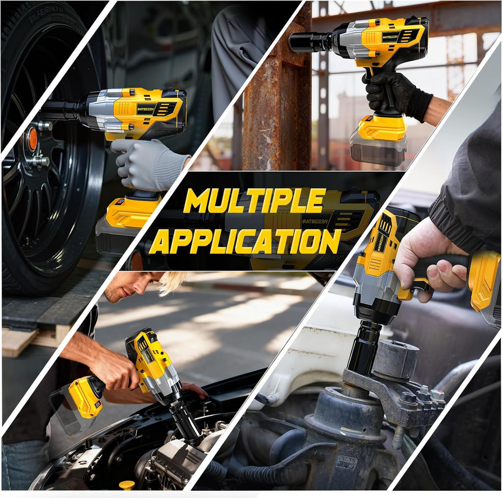 NATBEESY Cordless Impact Wrench Compatible with DeWalt 20V Battery: 1/2 Inch Hog Ring Impact Driver - High Torque - 2300N.m/1700Ft-lbs Cordless Impact Gun - Brushless Motor with LED Light - Tool Only