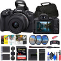 Canon EOS R50 Mirrorless Camera with 18-45mm Lens (Black) (5811C012) + 64GB Card + Filter Kit + Corel Photo Software + Bag + Charger + LPE17 Battery + Card Reader + Flexible Tripod + More (Renewed)