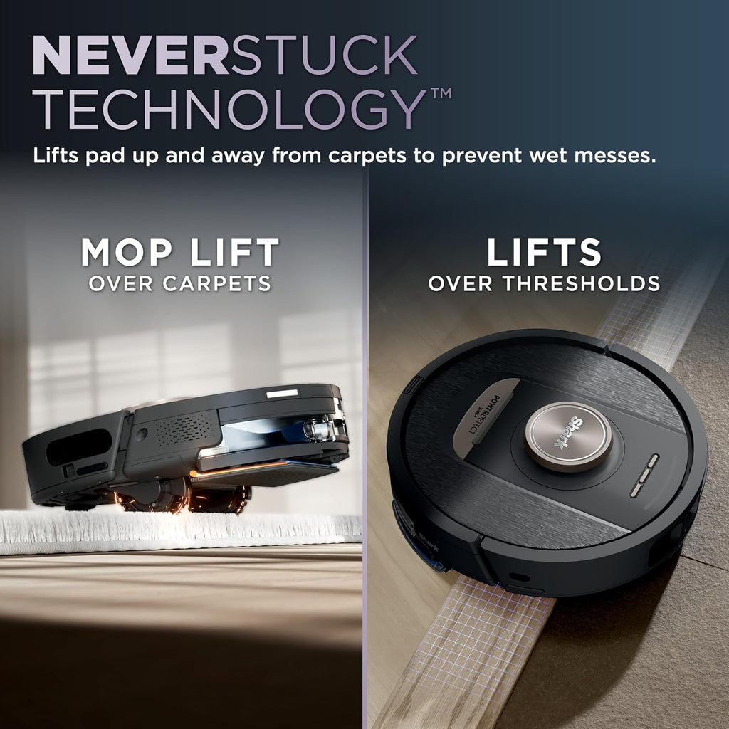 Shark PowerDetect NeverTouch, Self-Empty & Self-Refill, Robot Vacuum and Mop with Bagless, 30-Day Debris Capacity HEPA Base, 30-Day Capacity Refill Tank, Pad Dry, Black, AV2810YS