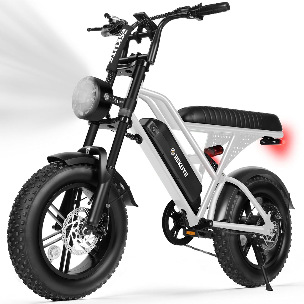 ESKUTE V100 Electric Bike for Adults, Electric Dirt Bike 1500W Peak Motor, All Terrain Dual Suspension E Bike 28MPH Top Speed, Ebike Up to 60 Miles Range, 16' Fat Tire, 48V13Ah Battery, 7-Speed