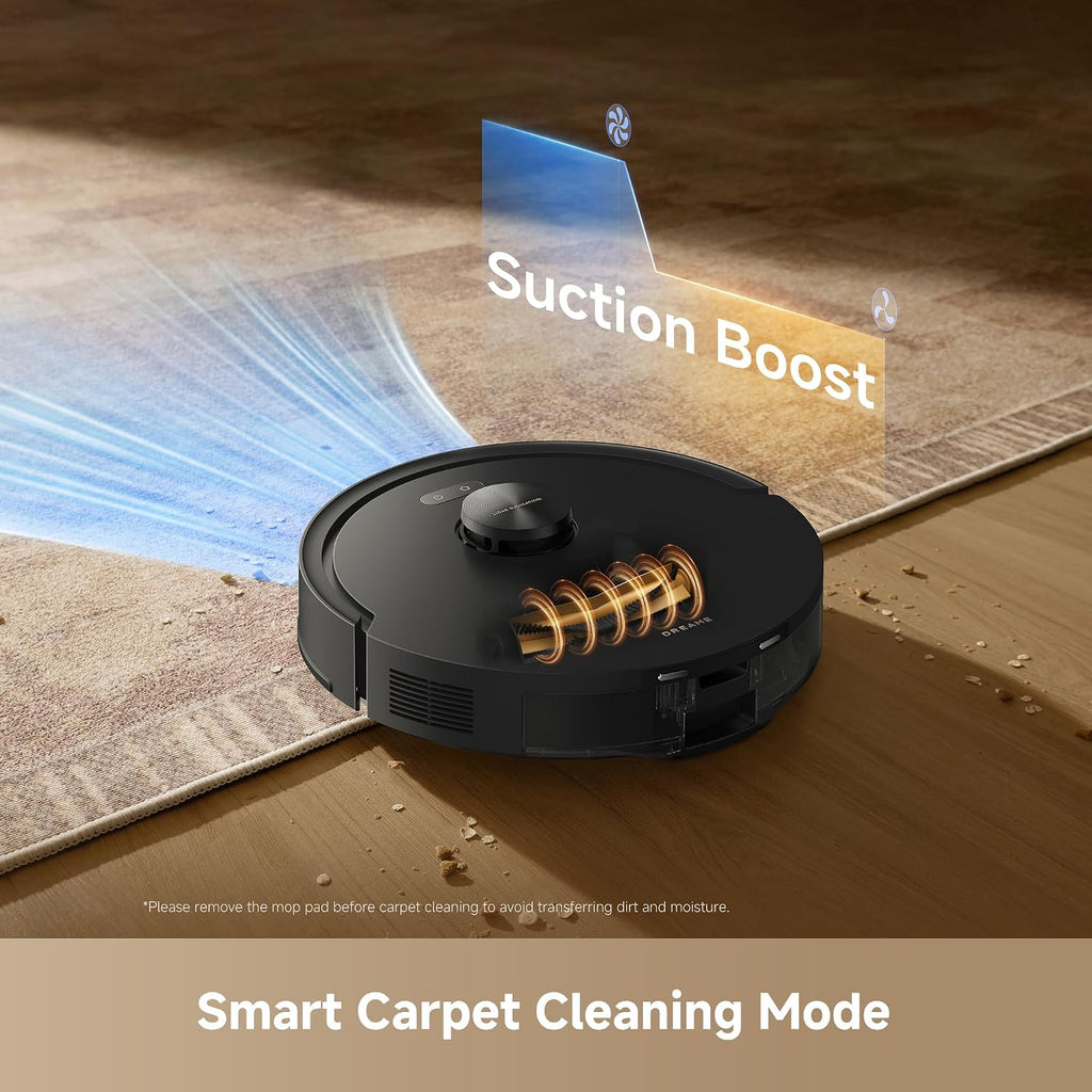 DREAME D20 Air Plus Robot Vaccum and Mop Combo with 20,000Pa Suction, Anti-Tangling Tech, Auto-Emptying Dock, Deep Carpet Cleaning and Smart Navigation Black