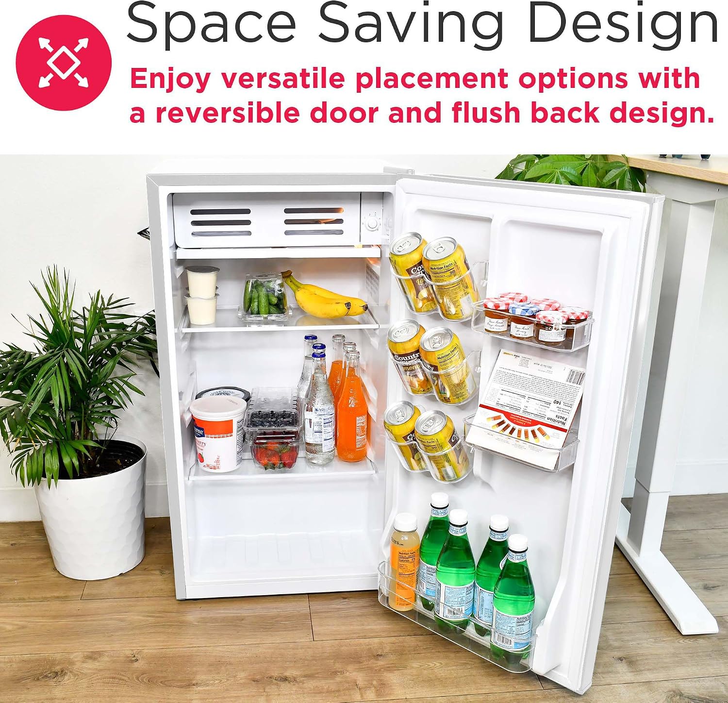 Frigidaire Retro Compact Fridge with Chiller, 3.2 cu ft Countertop Fridge with Built-In Bottle Opener, Compact Refrigerator for Office, Bedroom, Dorm Room or Cabin - 18.7'D x 19.01'W x 33.27'H (White)