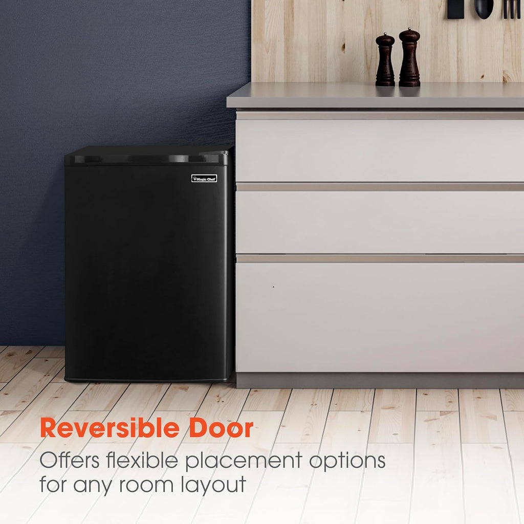 Magic Chef 2.6-cu. ft. Mini Fridge in Black, Small Compact All Refrigerator with No Freezer for Bedroom, Apartment, Dorm Room, Office