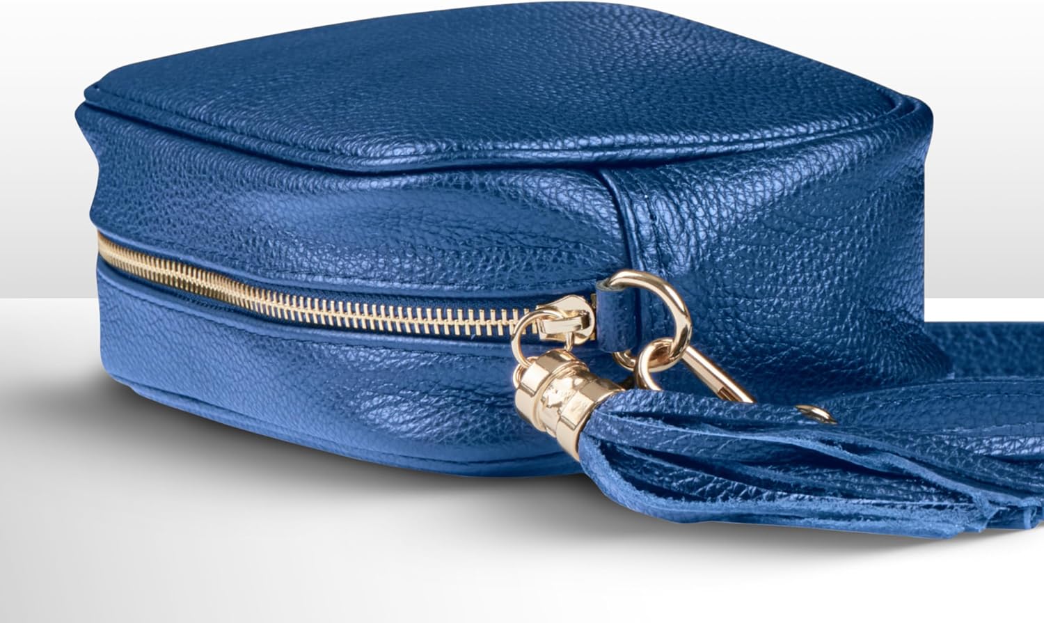 Italian Calf Leather Crossbody Bag for Women with Tassel Zipper | Small Camera Purse Shoulder Handbag Pocketbook