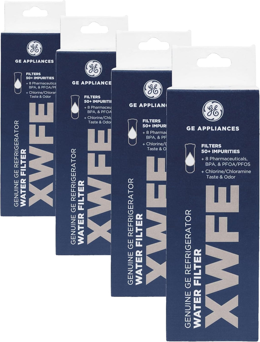 GE XWFE Refrigerator Water Filter | Reduces Lead & 50+ Impurities | Replace Every 6 Months | Pack of 4