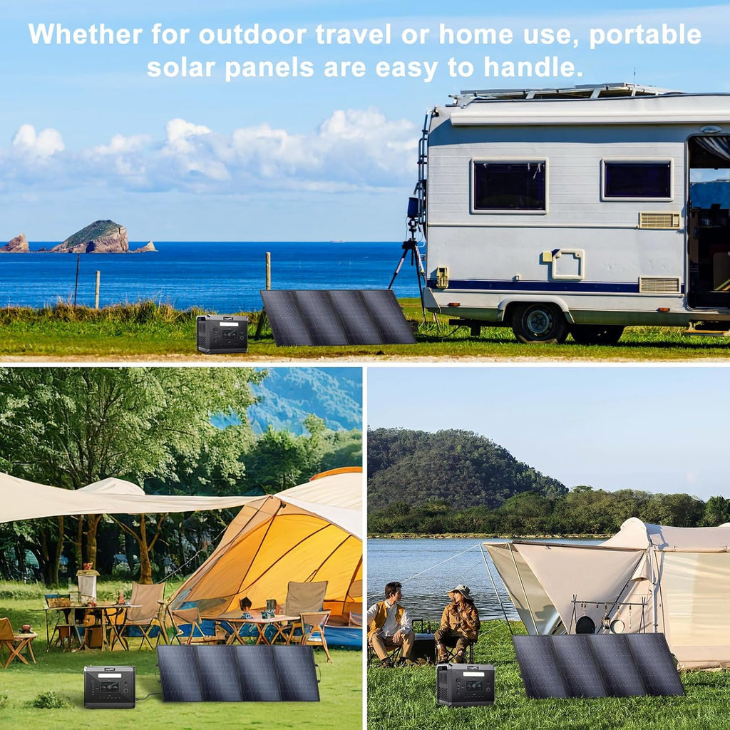 SolarPlay 200W Portable Solar Panel, Foldable IP65 Waterproof with Adjustable Kickstands, Compatible with Power Stations & Solar Generators for RVs, Camping, Power Backup