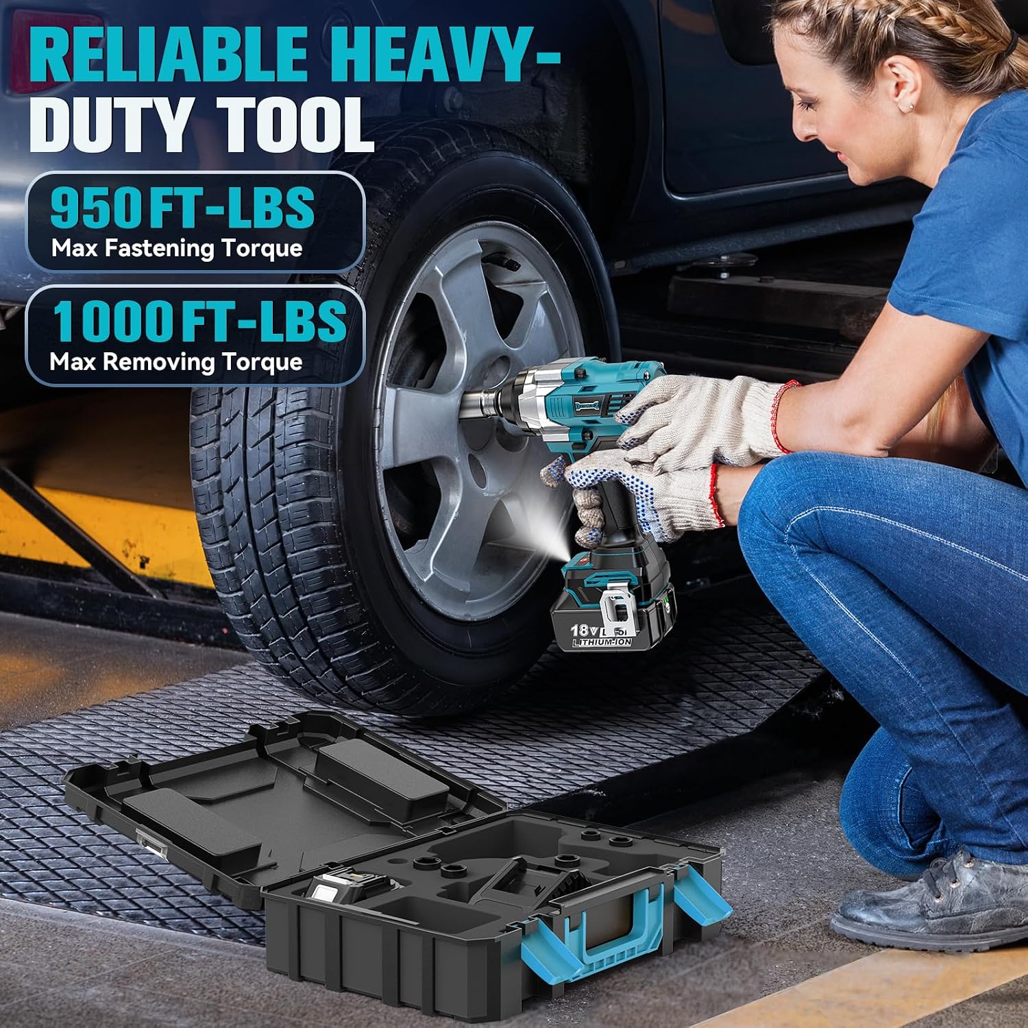 DIYtoolifz Cordless Impact Wrench 1/2' Compatible with Makita 18V Battery, 1000Ft-lbs (1360N.m) Brushless High Torque Impact Gun, Impact Driver for Car Truck Mower, with 2x5.0AH Battery & 6 Sockets