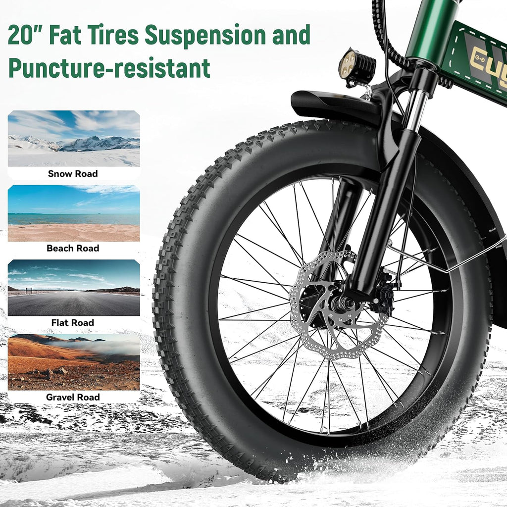 Foldable Electric Bike for Adults, 30+MPH, 48V 20Ah Removable Battery up to 80Miles, 20' Fat Tire Peak 1000W Motor Dirt Ebike Adult Electric Bicycle for City Commute Beach Mountain Adventurous E Bike