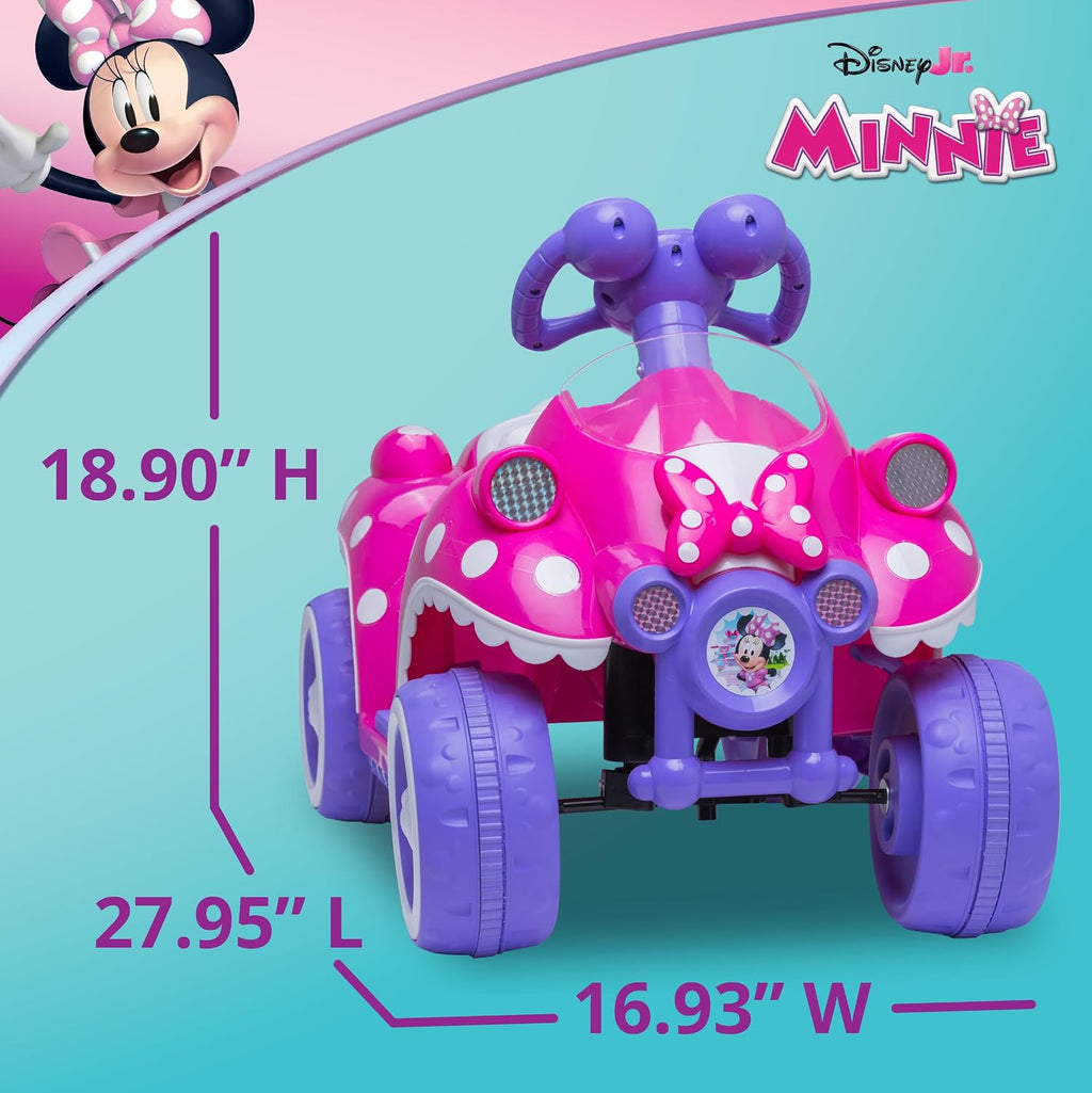 Kid Trax Toddler Disney Minnie Mouse Quad Ride-On, Kids 18-30 Months, 6V Battery and Charger Included, Max Weight 45 lbs, Hot Pink