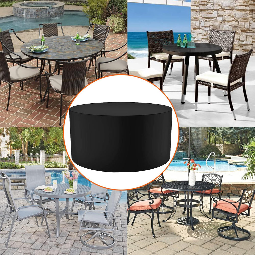 Outdoor Garden Table Set Cover 130' D x 31' H, Waterproof Patio Furniture Set Cover, 420D Dust Proof Furniture Protective Cover, Large Outdoor Stacking Chairs Cover (330x78cm)